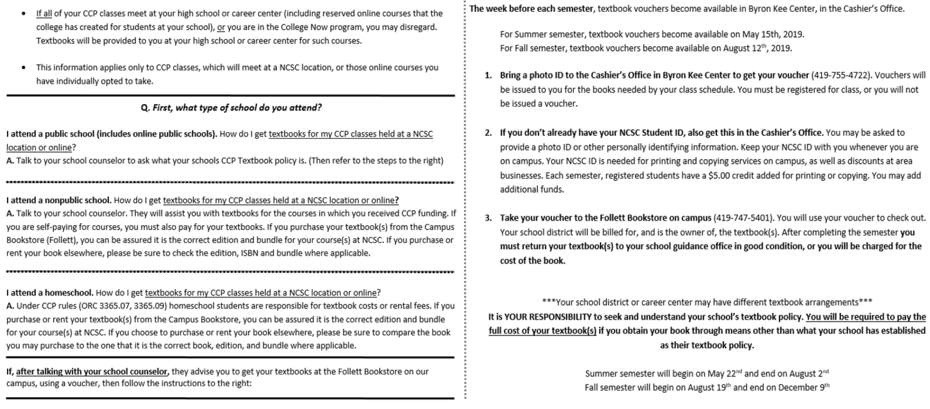 Steps to obtaining a CCP text book voucher