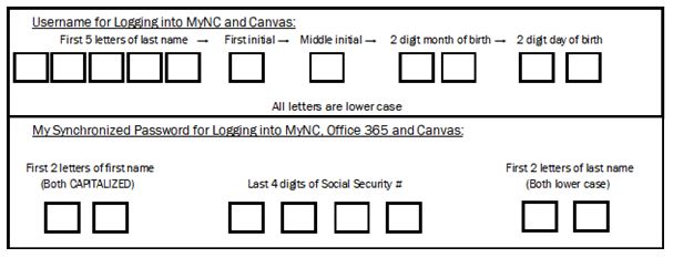 MyNC username and password