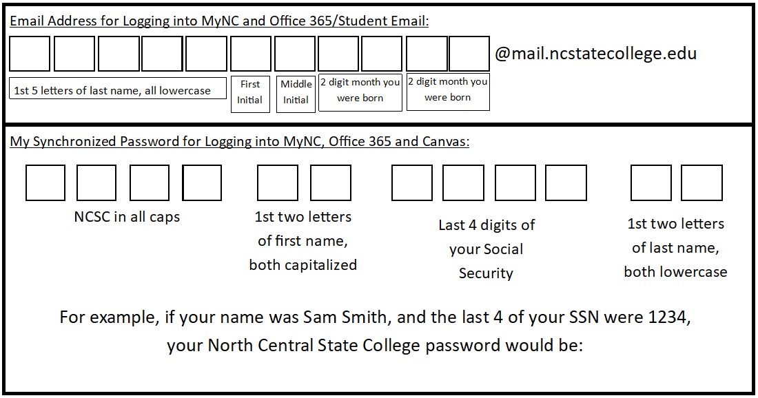 Instructions for entering email and password