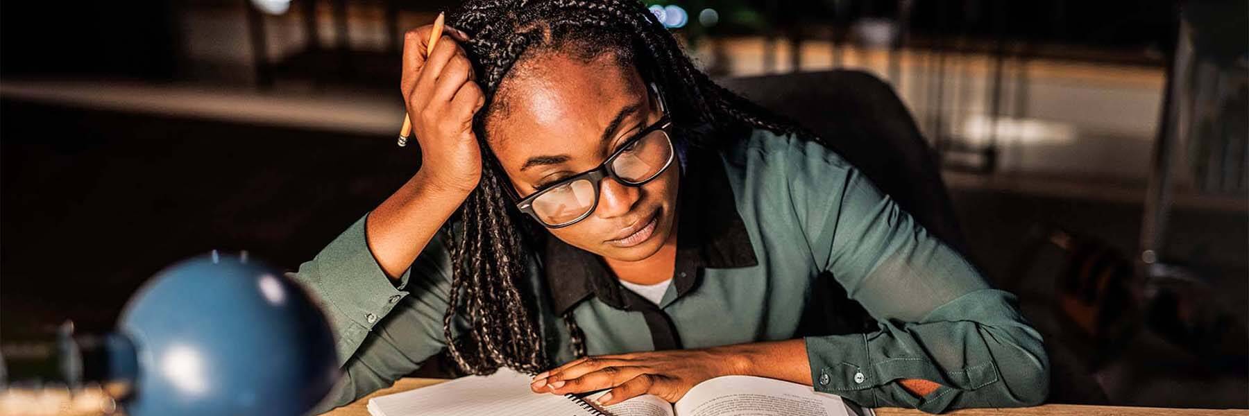 Young woman studying