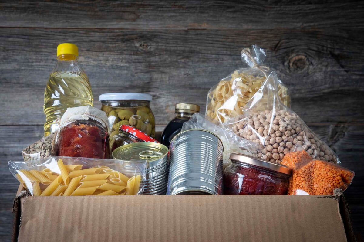Box of donated food items