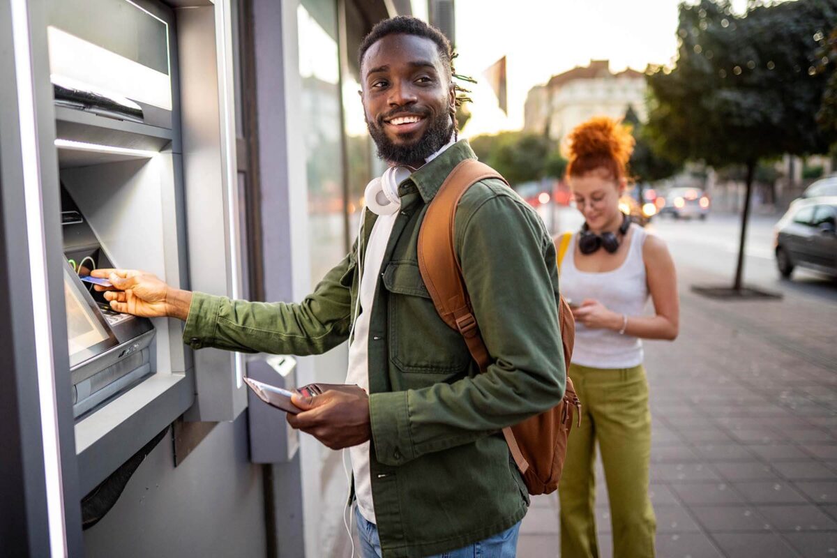 Man using an ATM