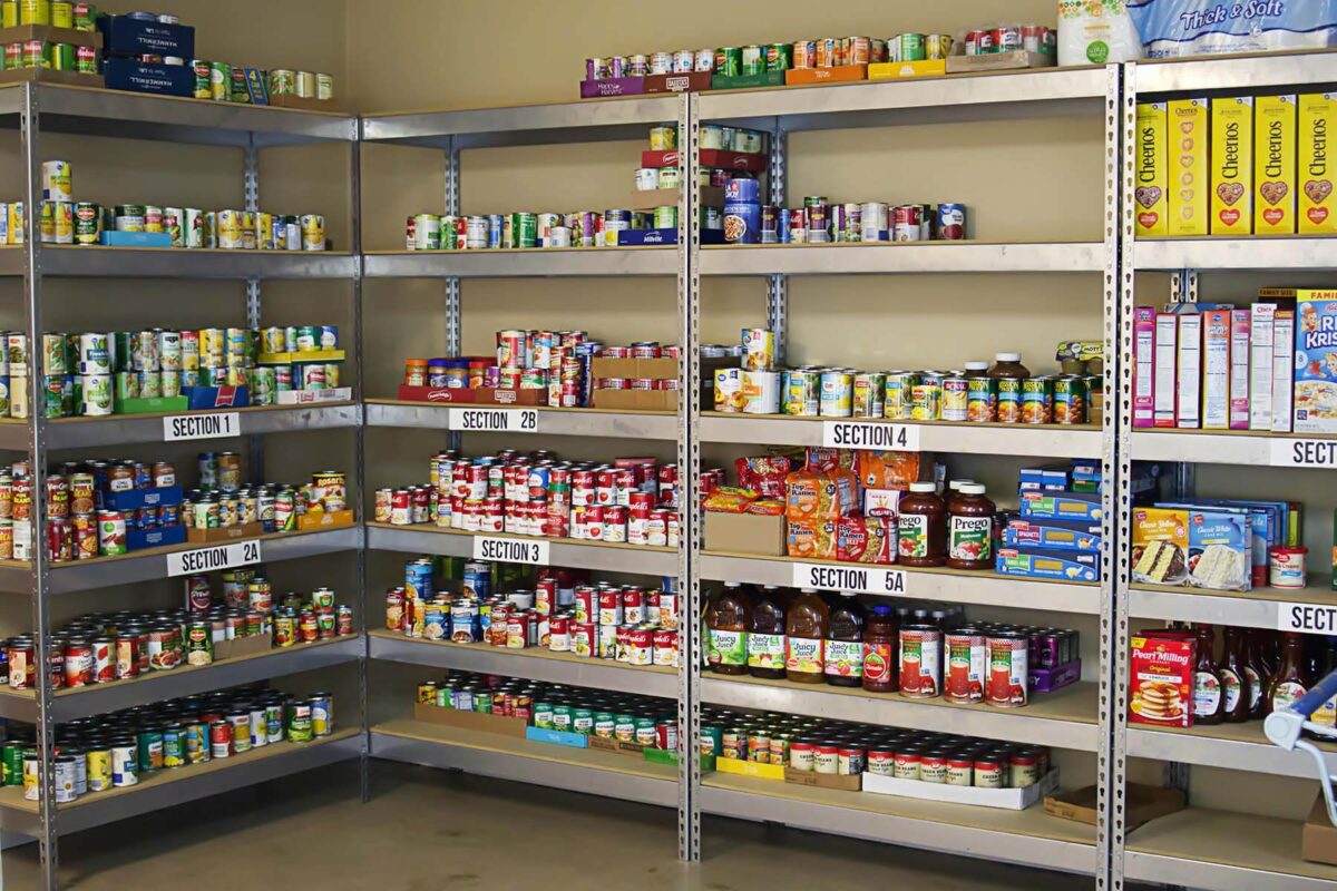 Shelves of nonperishable food items