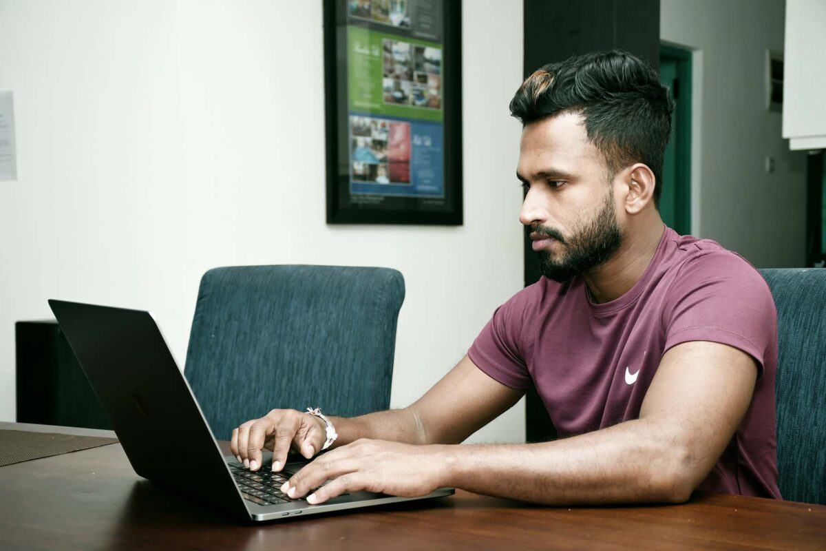 Man working on laptop